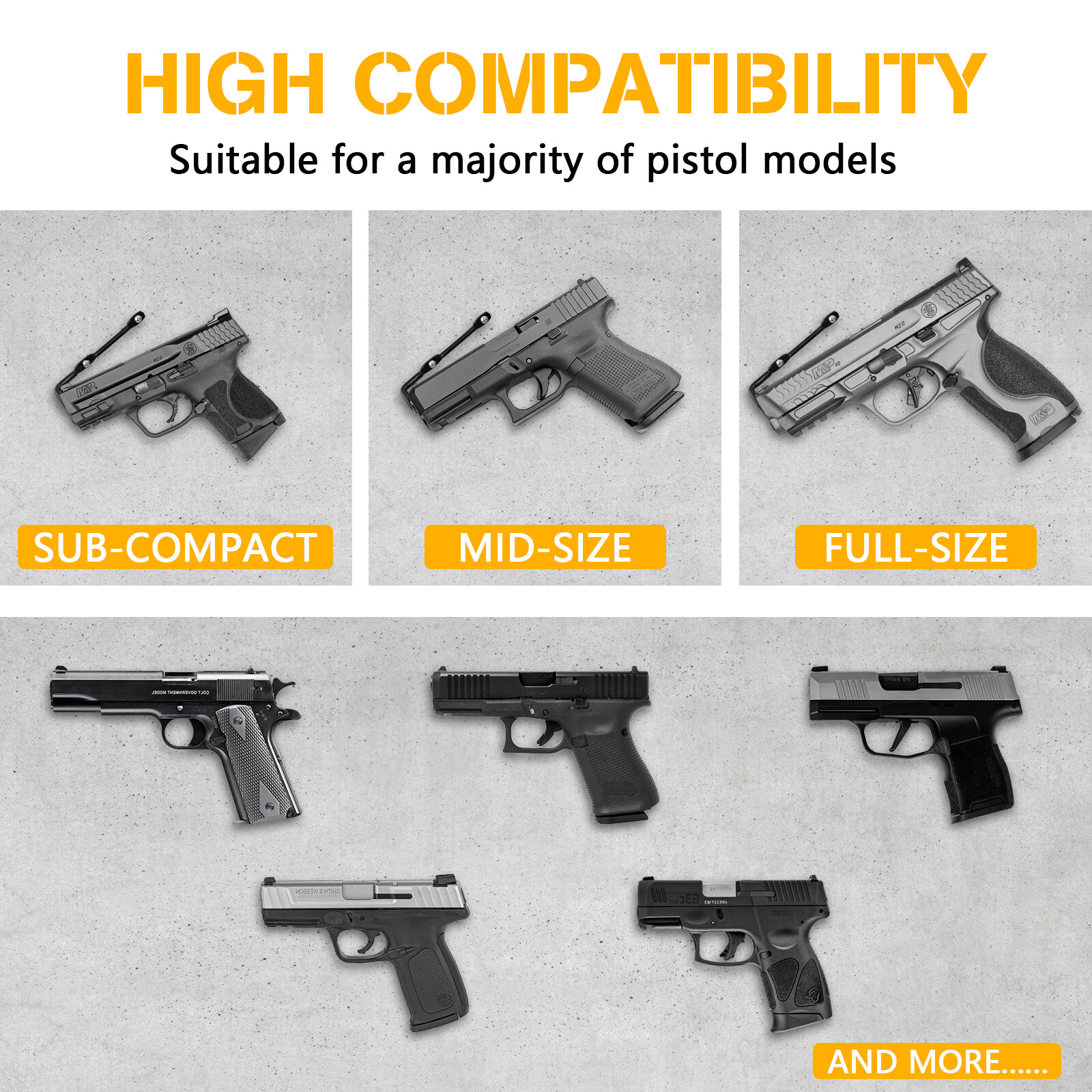 12 Packs Pistol Wall Mount, Handgun Rack Hooks, Handgun Hanger Pistol Organizer