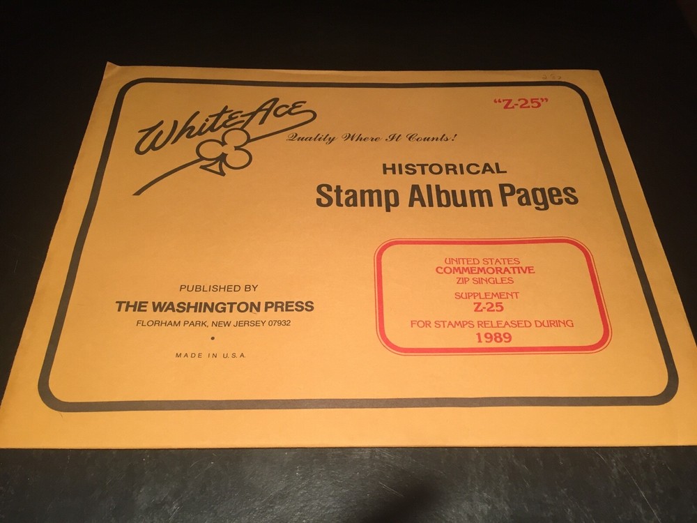 White Ace Stamp Album Pages-U.S. Mister Zip Commemorative Singles Z-25 - 1989