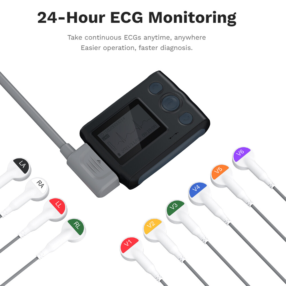 12 lead Holter Monitor 24h Portable with AI analysis software for Mac & Windows