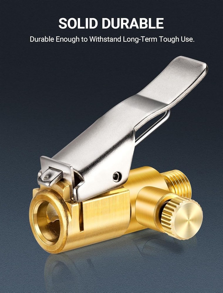 Efficient 2-Pack Locking Tire Air Chuck Set - Quick Release Brass Valve Adapter