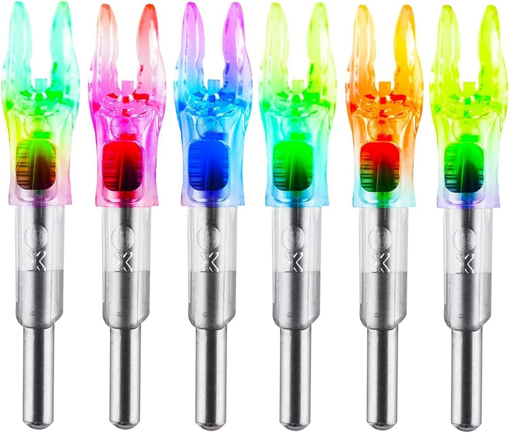 6-Pack High-Performance LED Arrow Nocks for Archery - Fits Multiple Diameters