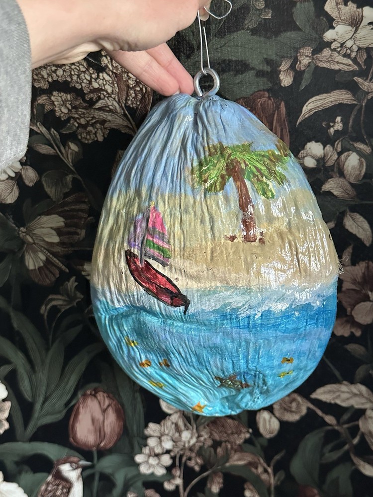 Hand painted Key West coconut
