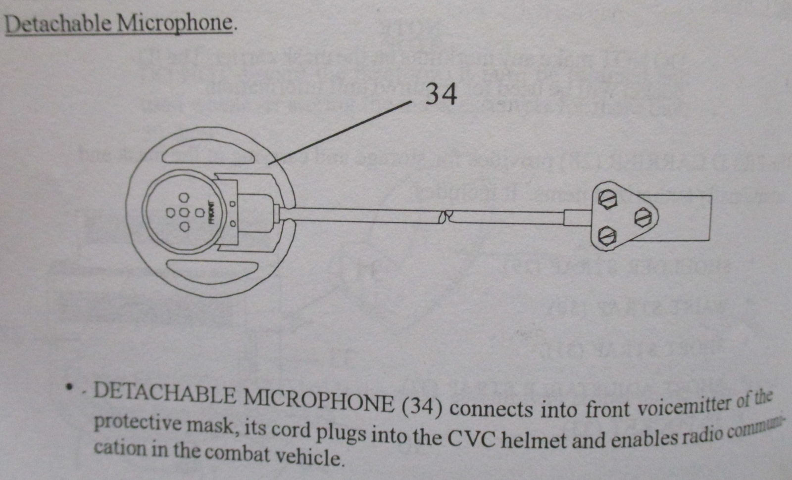 🔥NOS M40 M42 SERIES GAS MASK DETACHABLE MICROPHONE CABLE COMMS ADAPATER CVC🪖