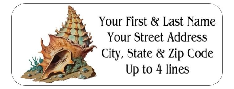 150 Beautiful Conch Shell Beach Mailing Return Address Labels Personalized