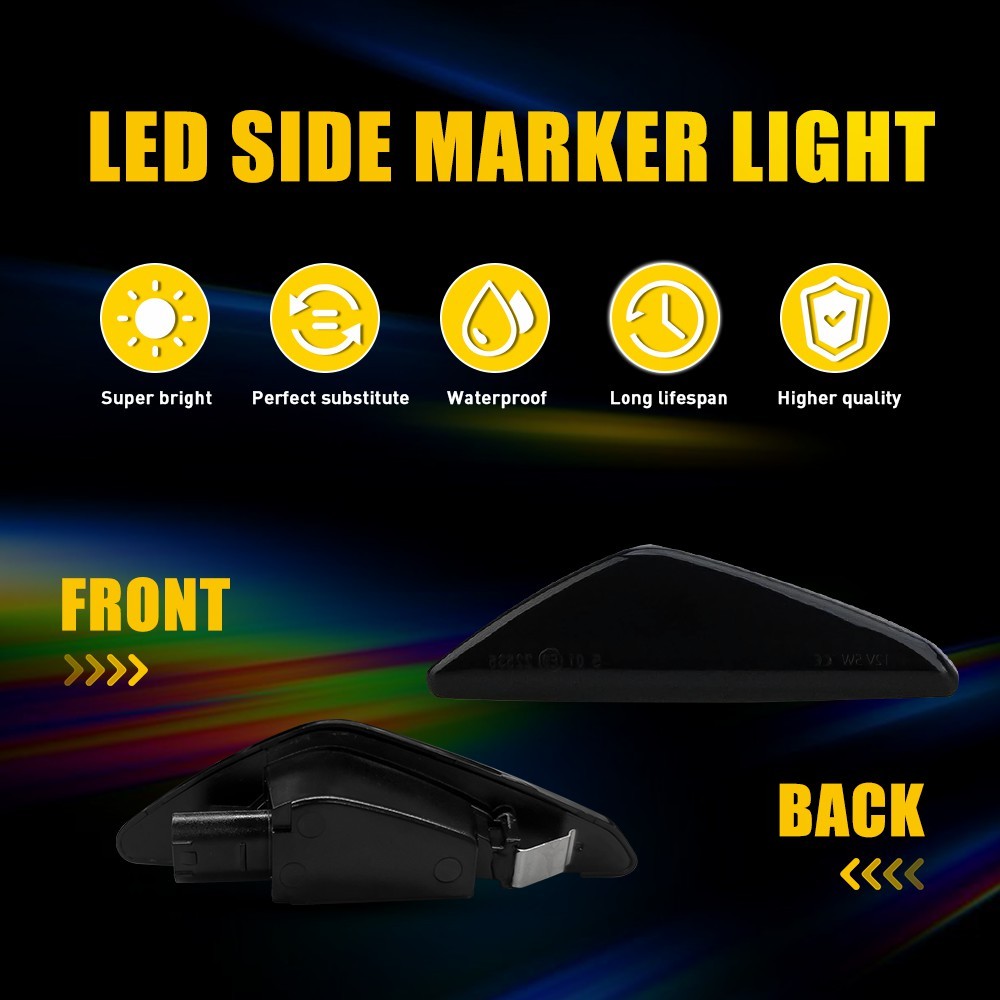 Smoked LED Fender Side Marker Light Turn Signal For BMW X3 F25 X5 E70 X6 E71 E72