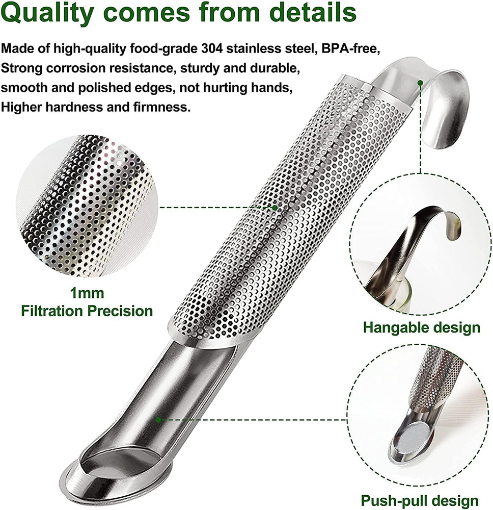 2PCS Stainless Steel Tea Infuser Filter with Hook Handle Loose Leaf Tea Strainer