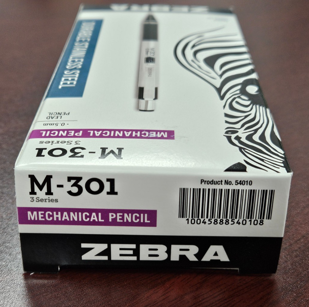 Zebra Pen M-301 Mechanical Pencil 12 Pack 0.5mm Refillable Stainless Steel 54010