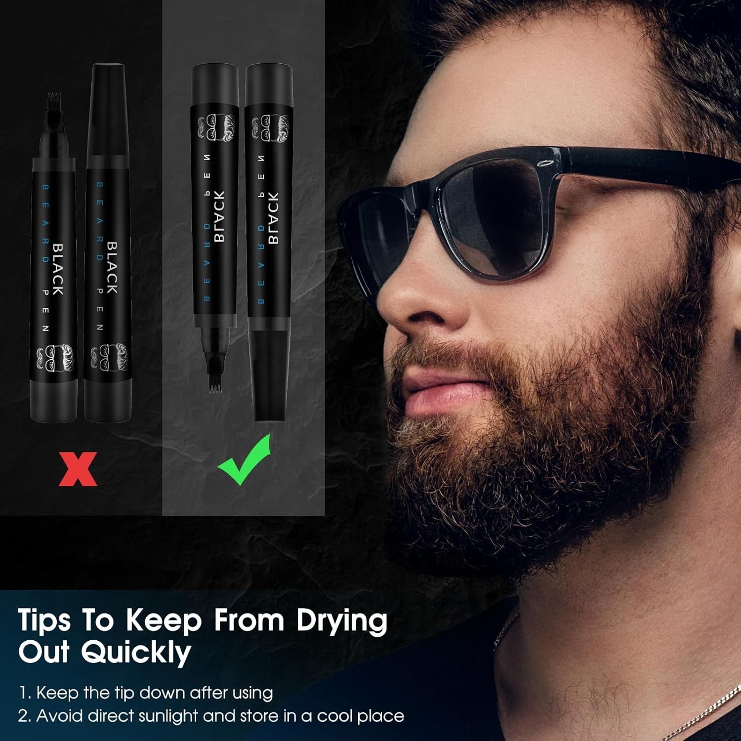 Men Beard Filling Pen Hair Grower Waterproof Filler Moustache Eyebrow Brush Tool