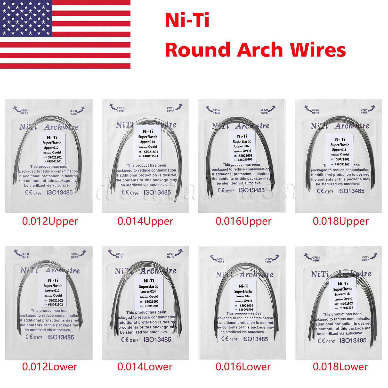 Dental Ortho Super Elastic Niti Arch Wire Round Ovoid Form for Bracket Braces CE