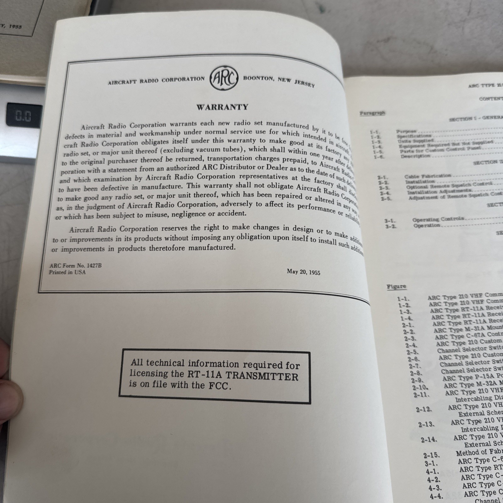 Aircraft Radio Corp. Pre Instruc. for ARC Type 210 VHF Com. Equipment 1958