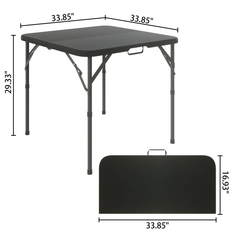 Folding Table 4ft Portable Plastic Fold-in-Half Utility Dining Table for Camping