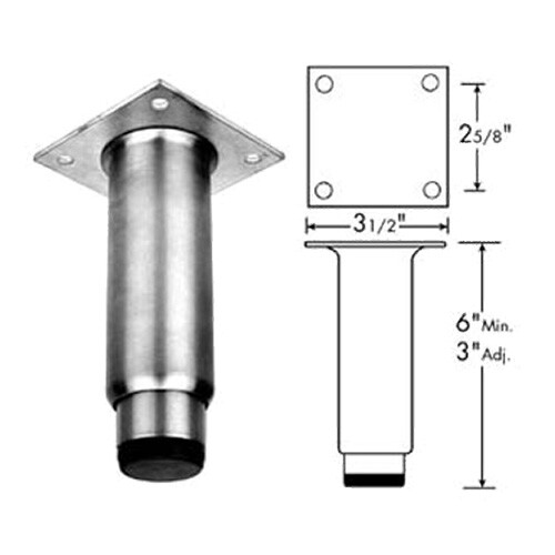 FMP Equipment 6" Stainless Steel Leg With Nylon ~ 119-1040