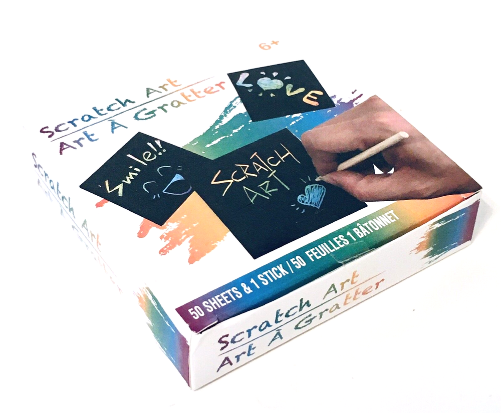 Scratch Art - 50 Sheets - 1 Stick - 3.5 x 3.5 - NEW
