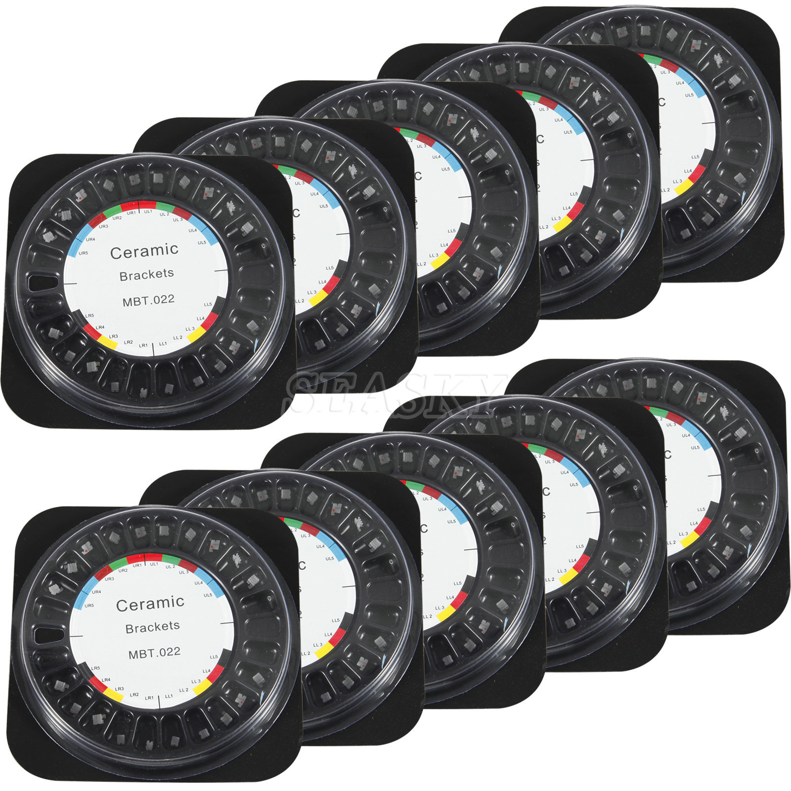 10 Packs Dental Orthodontic Bracket Braces Ceramic MBT 022 with 3-4-5 Hooks