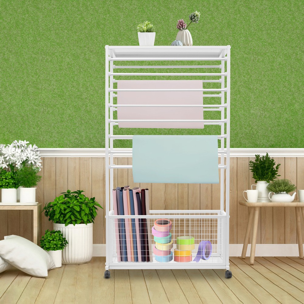 Mobile Ribbon Holder Organizer with Wheels and Ample Storage Space