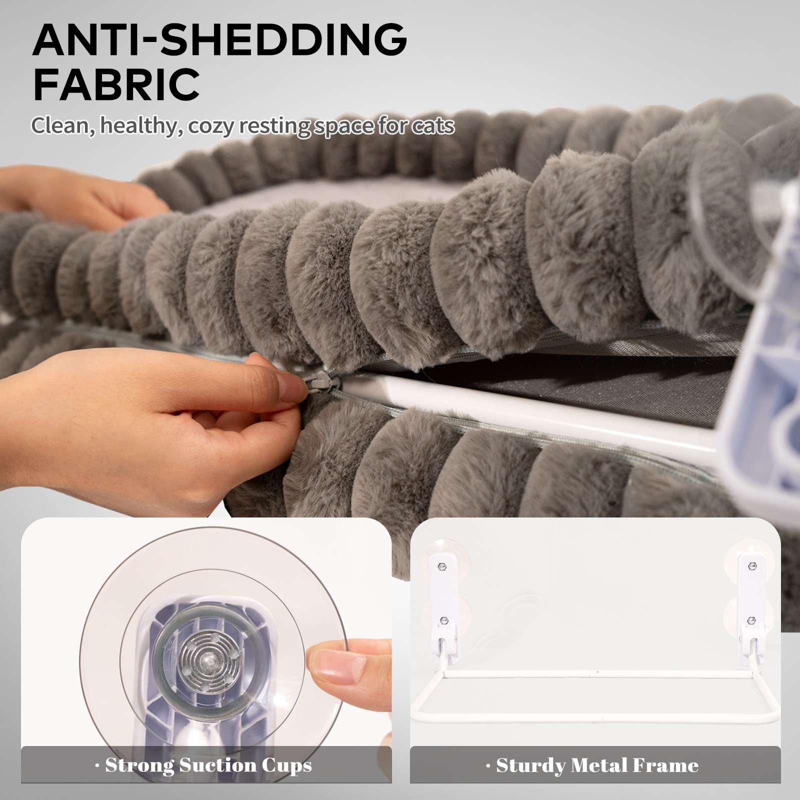 Cat Window Perch, 23*15in Double-Layer Foldable Pet Hammock(Medium,Gray)