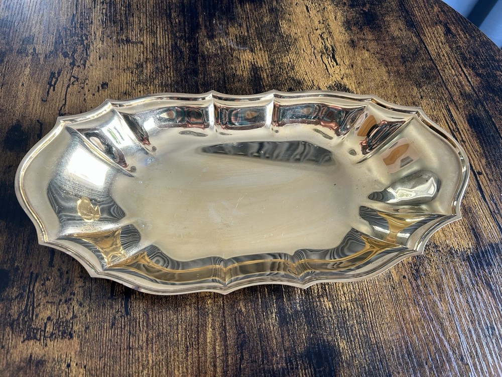 International Silver Company Silver Plated Tray with 24KT Gold Accents
