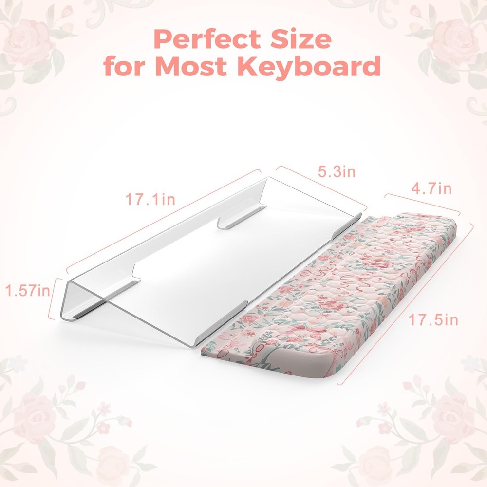 2 in 1 Wrist Support Pad for Keyboard, 3-Level Height Adjustment Keyboard Ris...