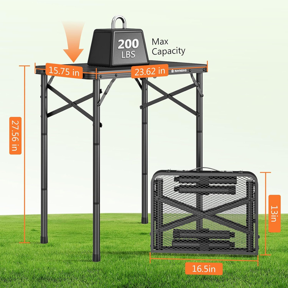Folding Grill Table Adjustable Height Camping BBQ Table Portable Aluminum