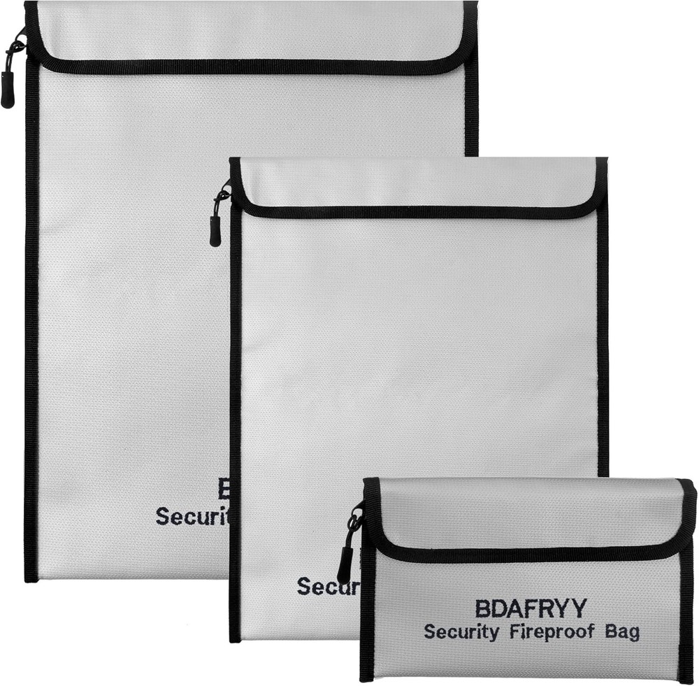 3 Pcs Fireproof Waterproof Money Important Document Bag(2000℉),Fire Proof Bag