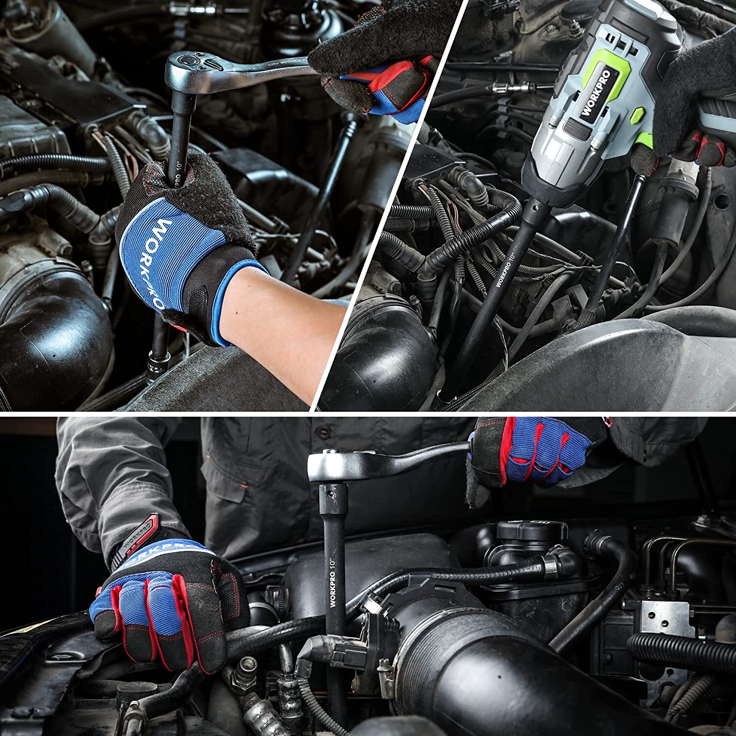 WORKPRO 9PC Impact Socket Driver Extension Bar Set 1/4" 3/8" 1/2 Drive Extension