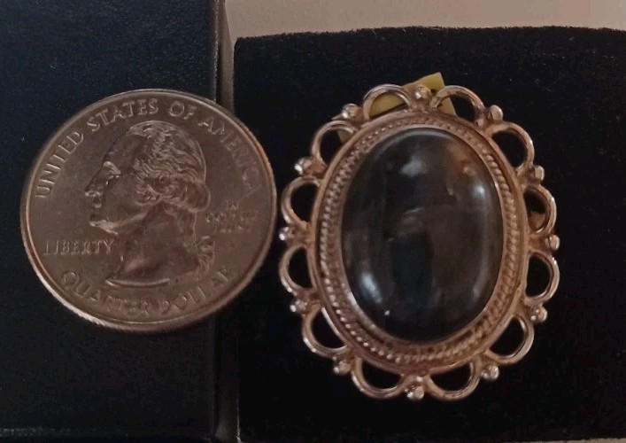 Indian Sterling Silver Labradorite Ring SZ 7.5 Adjustable