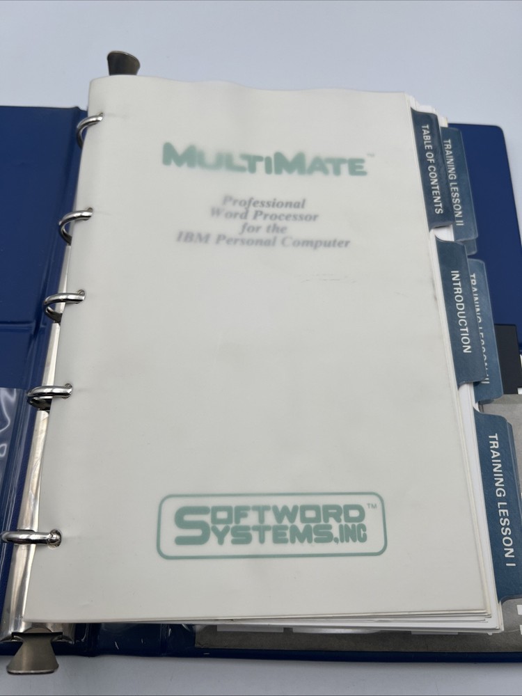 1982 MultiMate Pro Word Processor for IBM PC Manual +5 floppy disks, Good Cond!