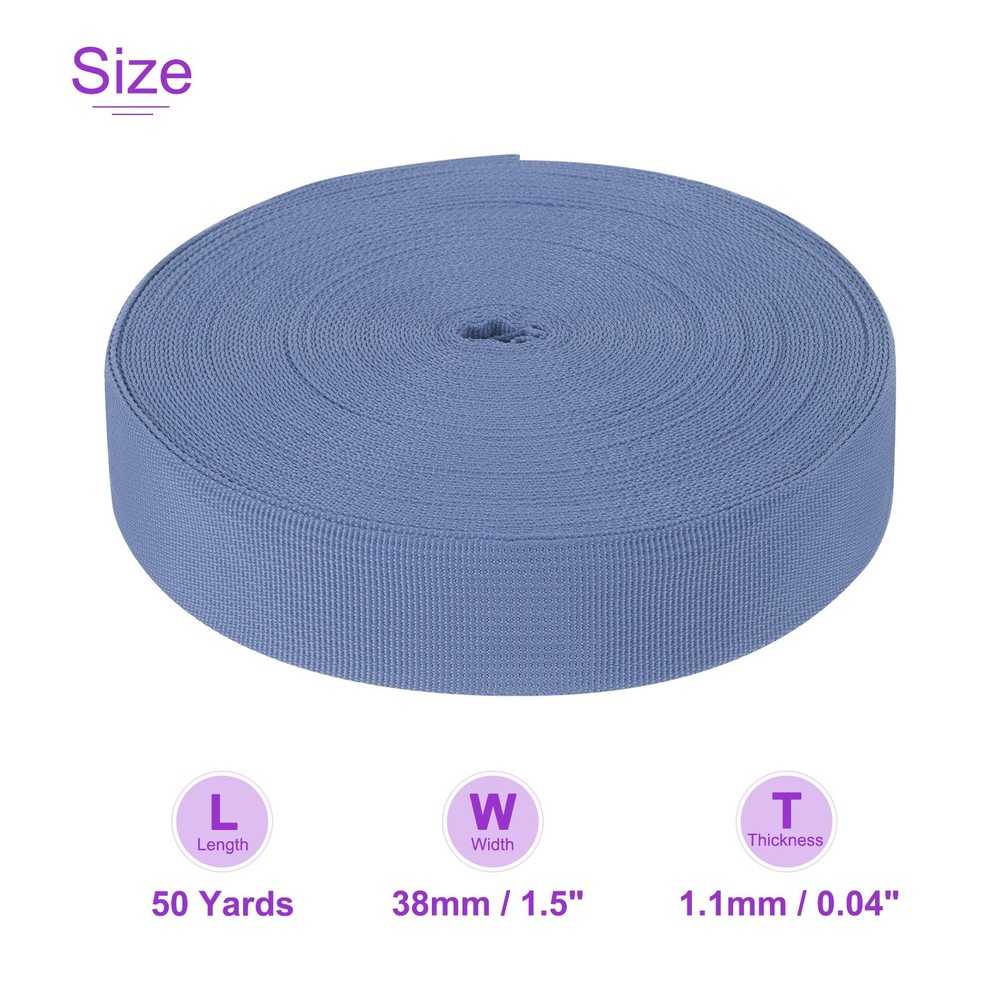 50Yard x 1 1/2" Width Nylon Webbing Strap Poly Flat Webbing Strapping Grey Blue