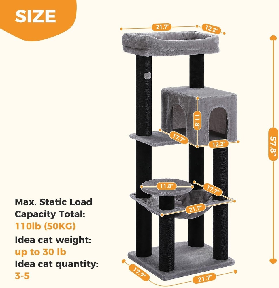 Sturdy Cat Tree for Large & Multiple Indoor Cats