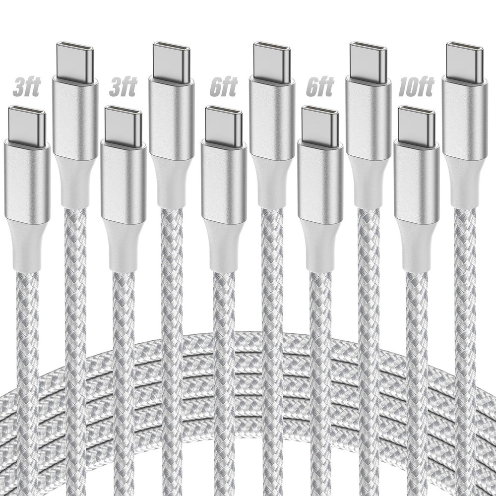 5-Pack Braided USB C Type-C Fast Charging Data SYNC Charger Cable Cord 3/6/10FT