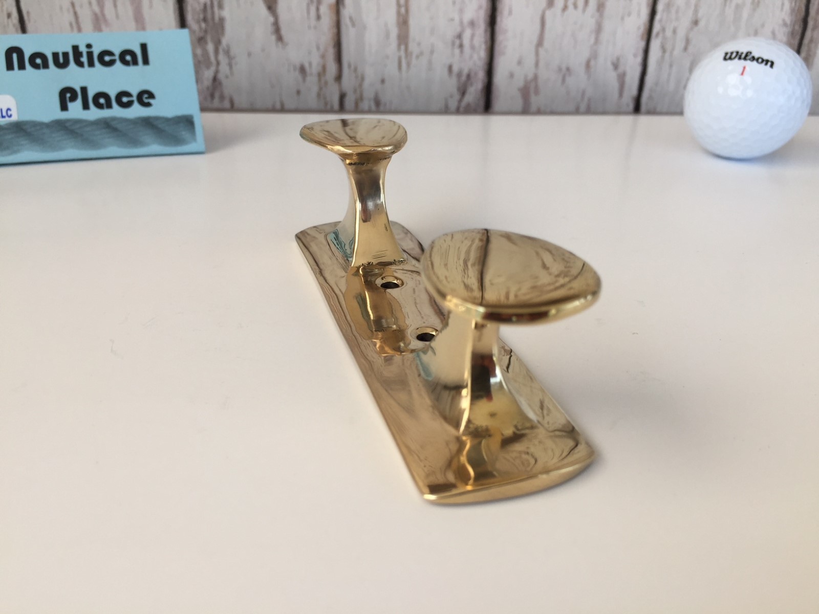 Brass Double Hook Cleat - Nautical Marine Boat Dock Chock - Hanger Handle