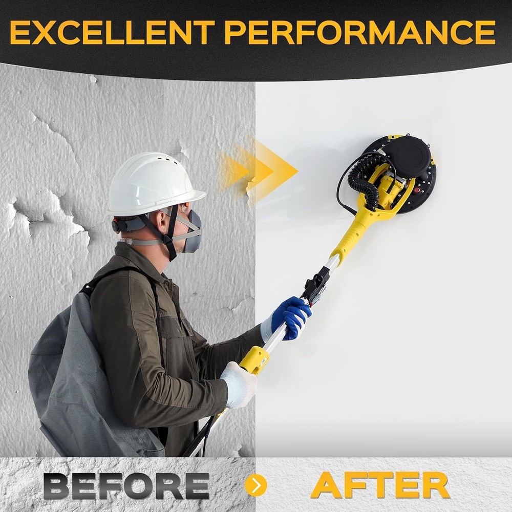 Drywall Sander Tool, 8.5 Amp Popcorn Ceiling Removal Tool with 7 Variable Spe...