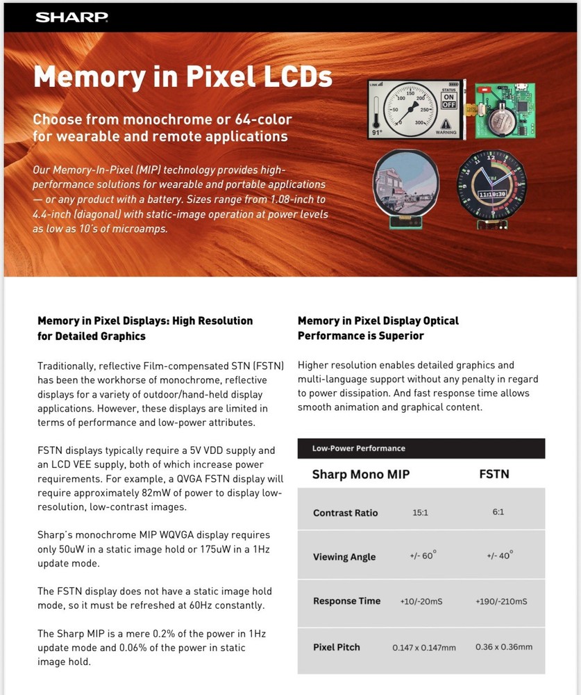 Sharp LS027B7DH01 2.7-Inch 400*240 Memory In Pixel (MIP)LCD with LED FRONT LIGHT
