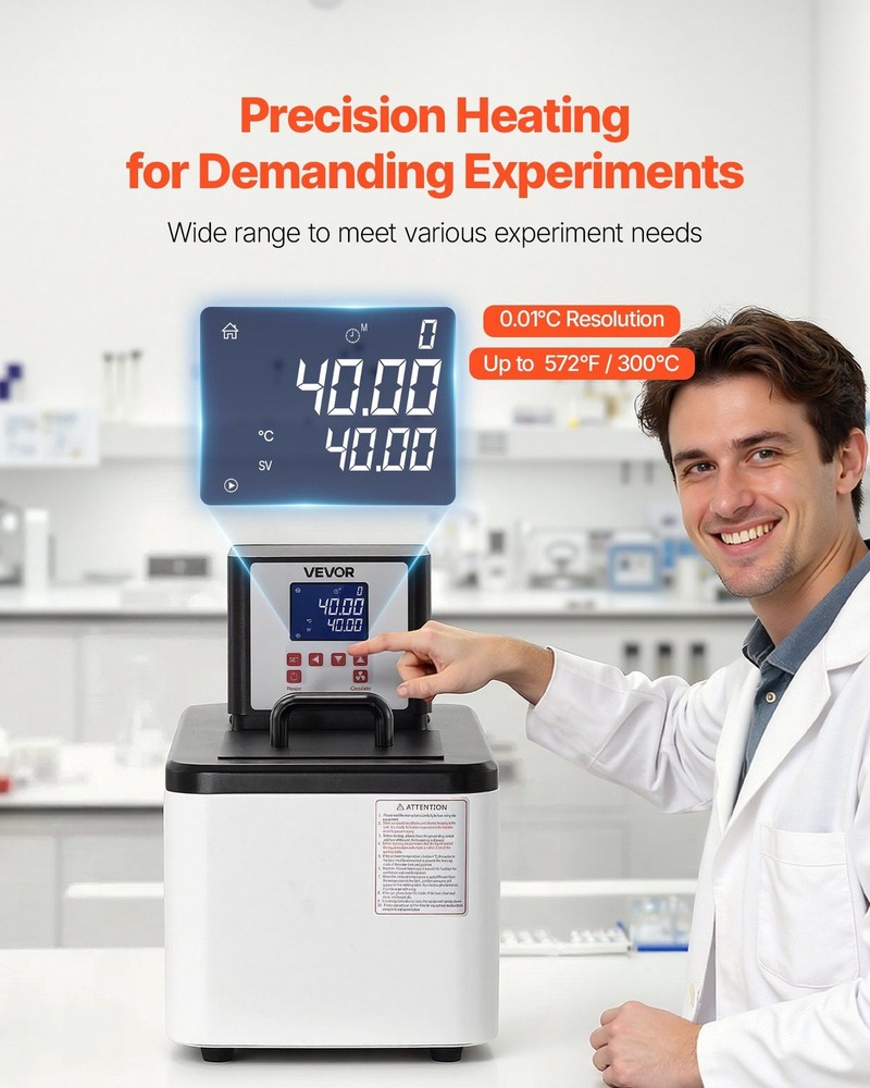 6L Lab Heating Circulator: 300°C, PID Control, Internal/External Flow