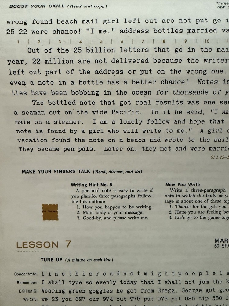 1950’s Typewriter Junior High Manual And Typing Textbook