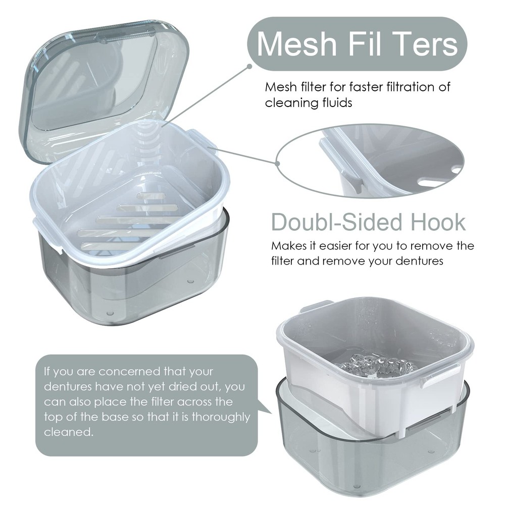 Denture Case, Denture Cup for Soaking Dentures(No Leak Proof), Thorough Clean...