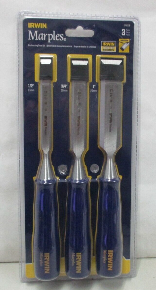 Irwin Marples 3pc Precision Woodworking Chisel Set 1/2", 3/4", 1"