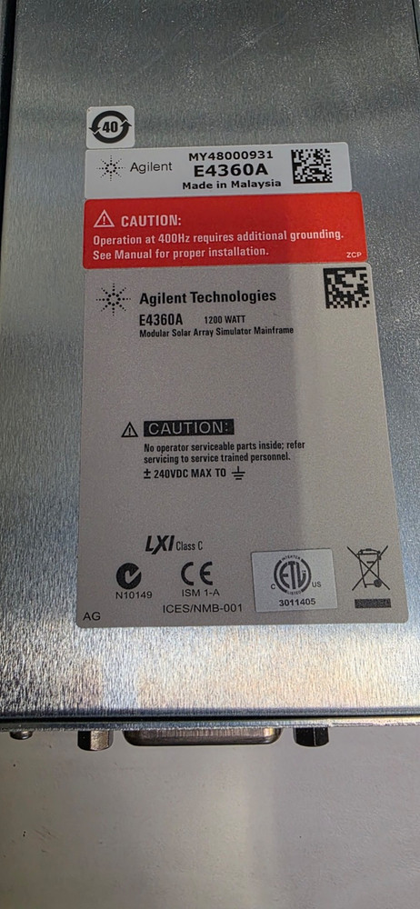 Agilent E4360A Modular Solar Array Simulator (2) Modules (1) E4361A (1) E4362A