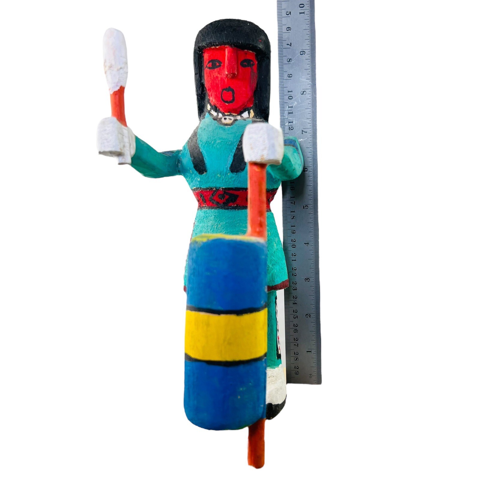 San Juan Pueblo Doll Native American Hand Carved Signed Joe V. Trujillo