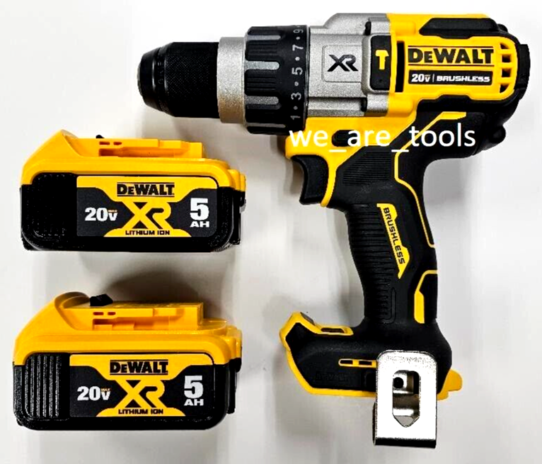 DeWalt DCD998 20V Max XR Brushless 1/2" Hammer Drill, 2) DCB205 5.0 AH Batteries