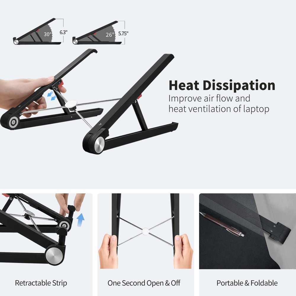 Laptop Stand, 2-Level Height Adjustable Ergonomic Computer Riser, Portable 0....