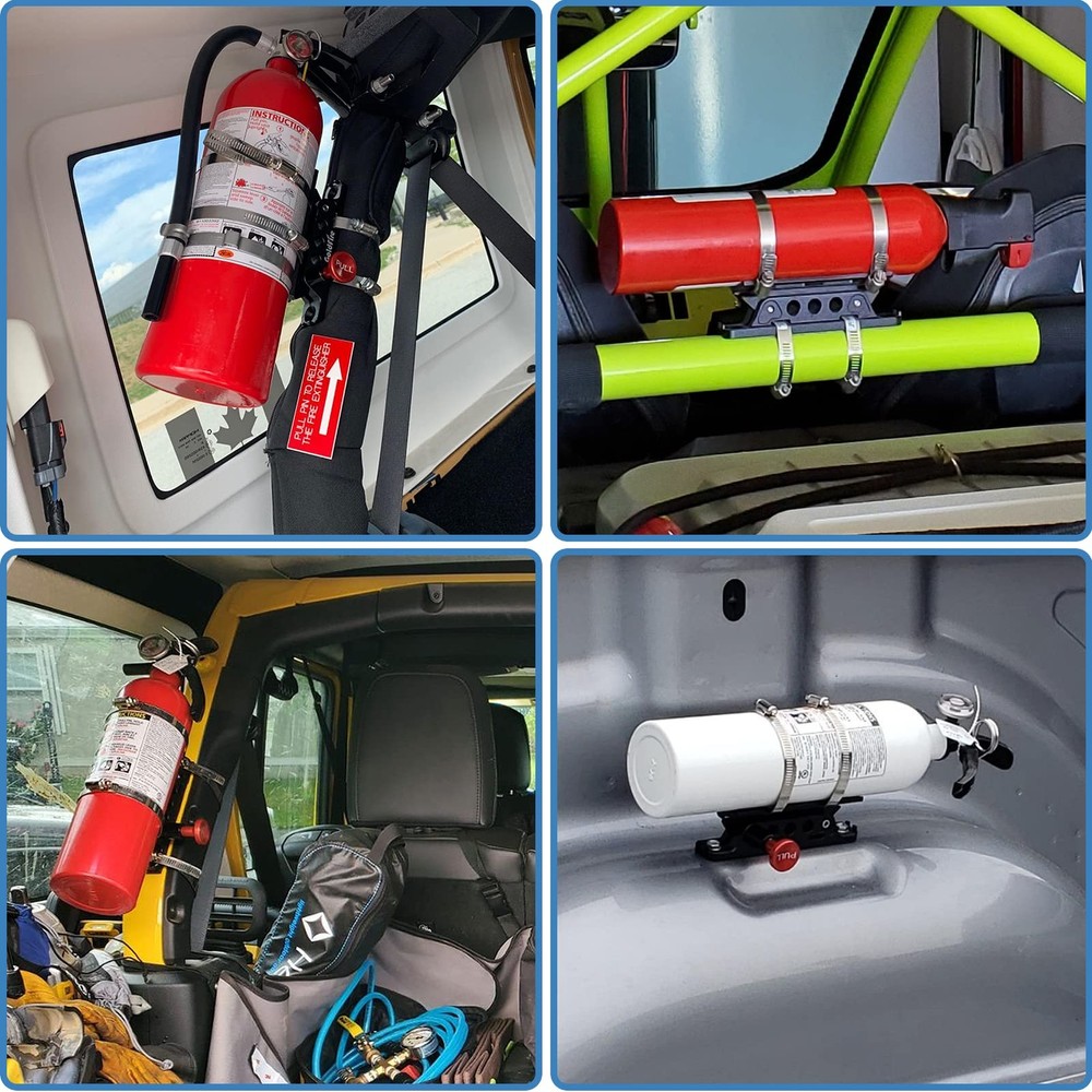 Quick Release Fire Extinguisher Holder Roll Bar Mount Adjustable 4 Clamps