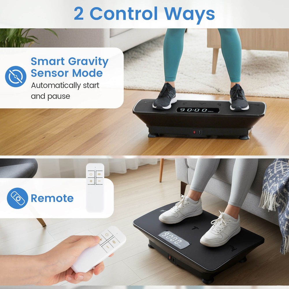 Vibration Plate Exercise Machine w/ Gravity Sensor, Remote Control, Bluetooth