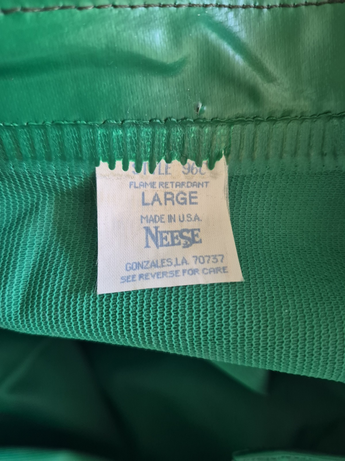 Neese Chem Shield 96 Series Protective Green Coat Adult Large PVC On Polyester