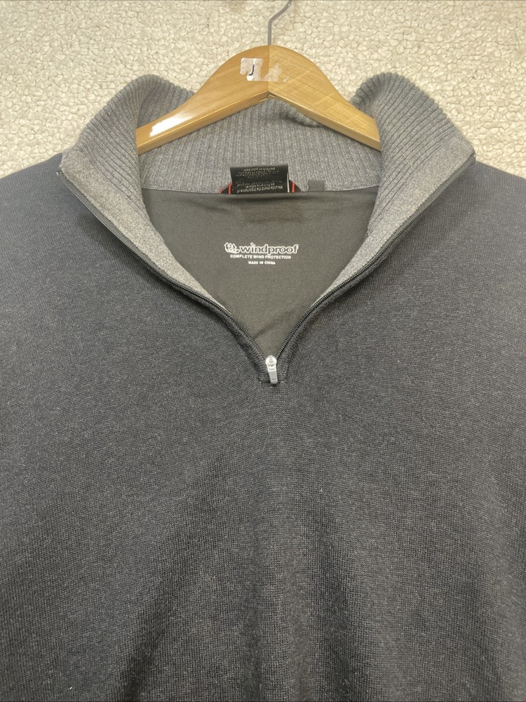 Mizuno Sweater Mens L Gray WindLite Flex Quarter Zip Windproof Pullover