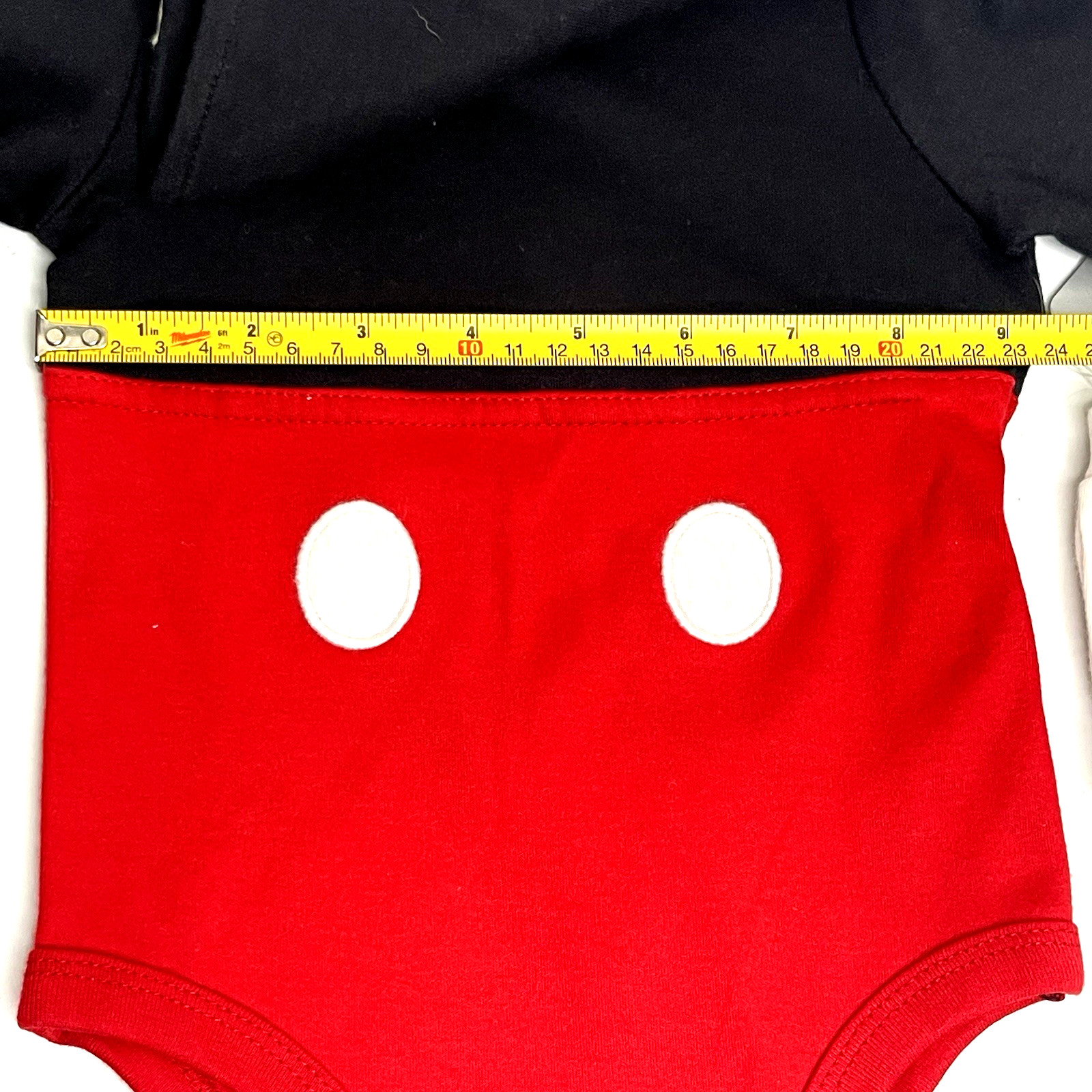 Disney Store Mickey Mouse Costume Pin Down Bodysuit Set Black Red Baby 6-9M NWT
