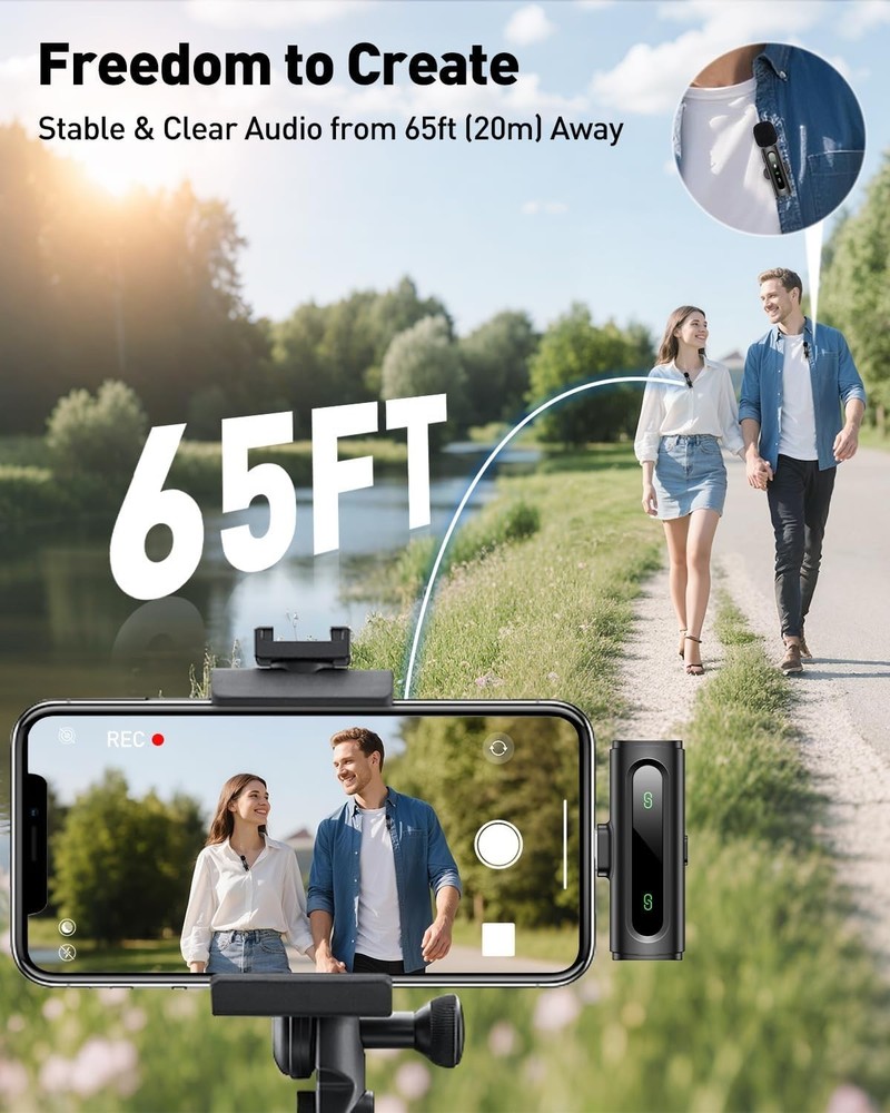 USB C Lavalier Microphone Wireless Mini Mic for Type-C Android Phone/Tablet/PC V