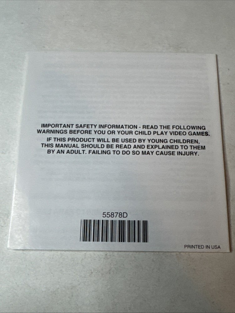 Nintendo DS Health Precautions 55878D INSERT ONLY Authentic Insert