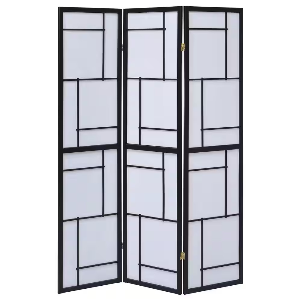 Damis Black and White 3-Panel Folding Floor Screen
