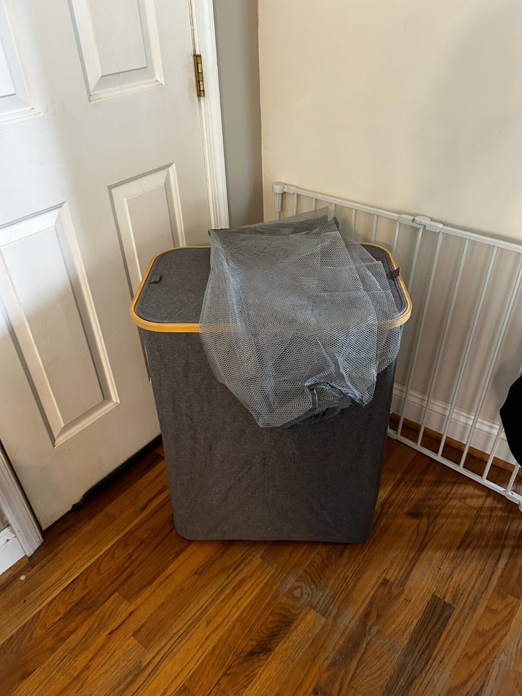 Foldable Laundry basket with nets, Gray